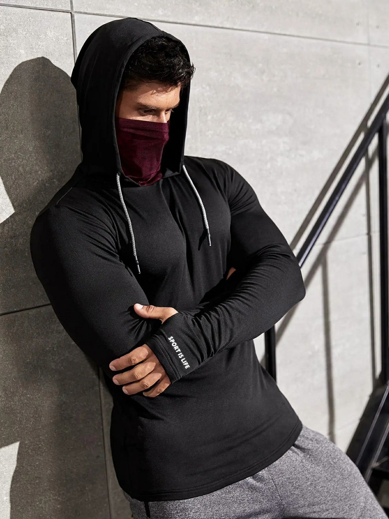 Men’s Hooded Performance Rashguard – Quick-Dry Athletic Top
