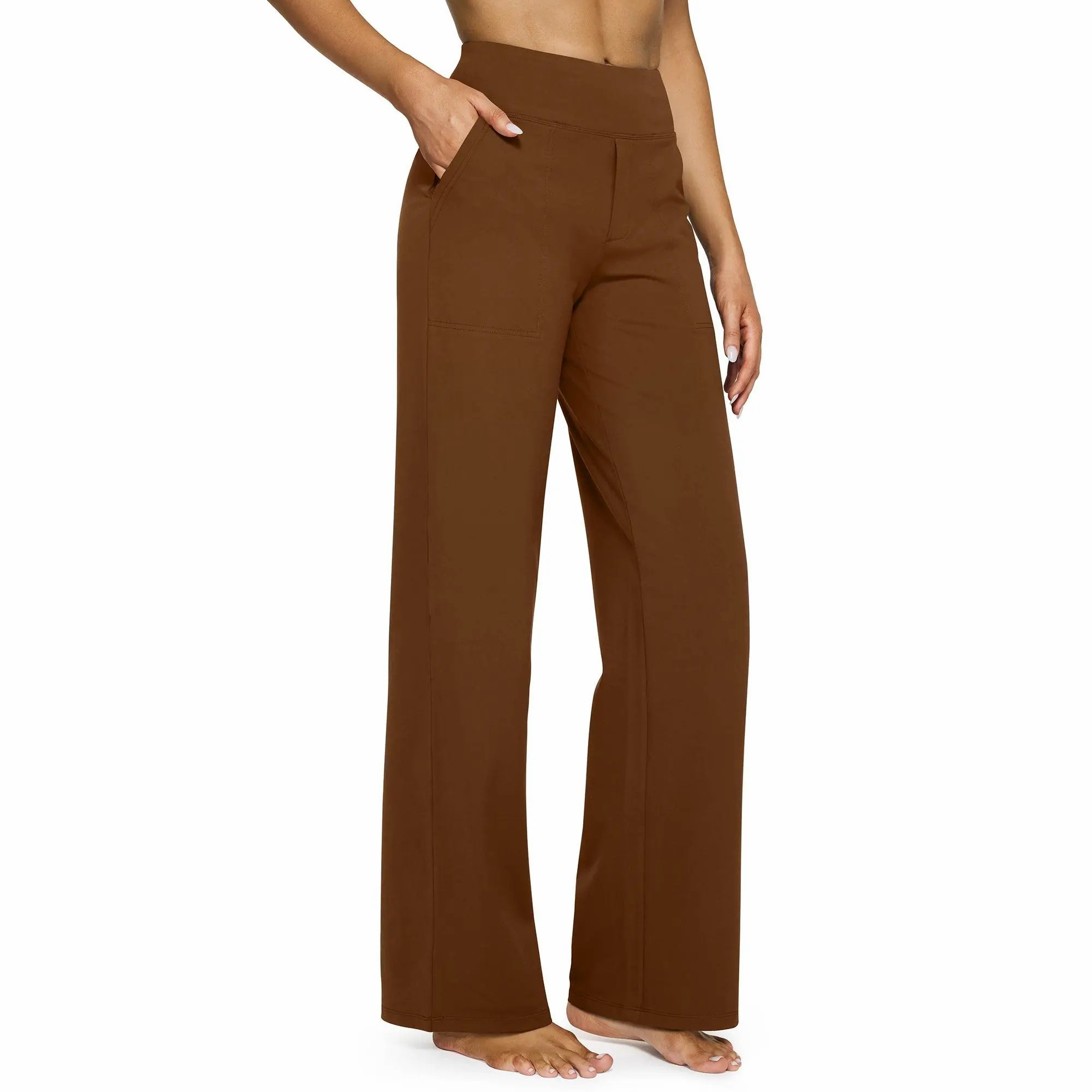Women's High Waist Wide Leg Pants – Business Casual Yoga Sweatpants with Pockets