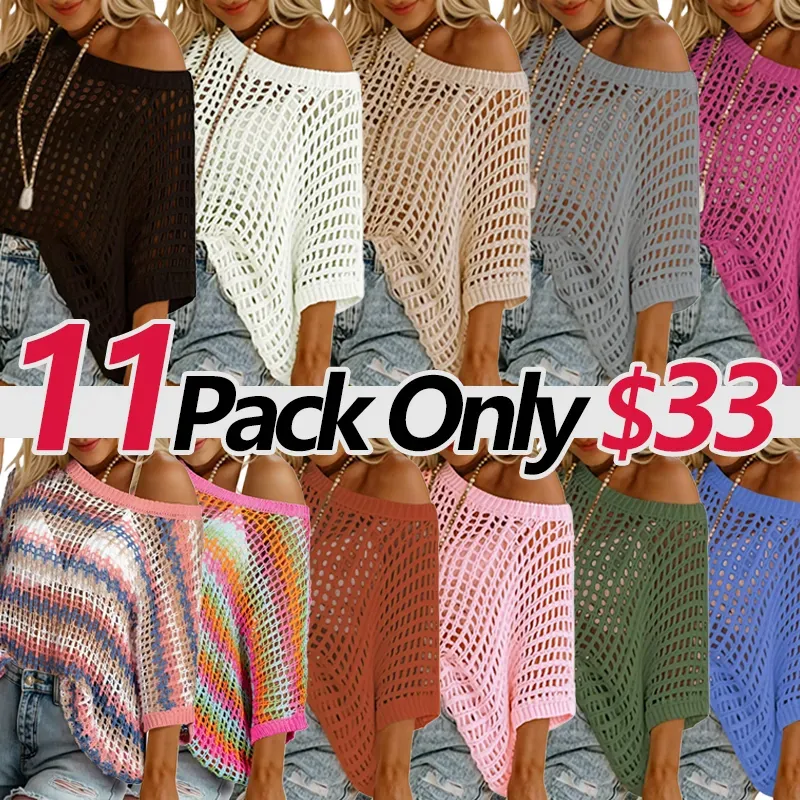 Women's Crochet Hollow-Out Beach Cover-Up & Casual Top