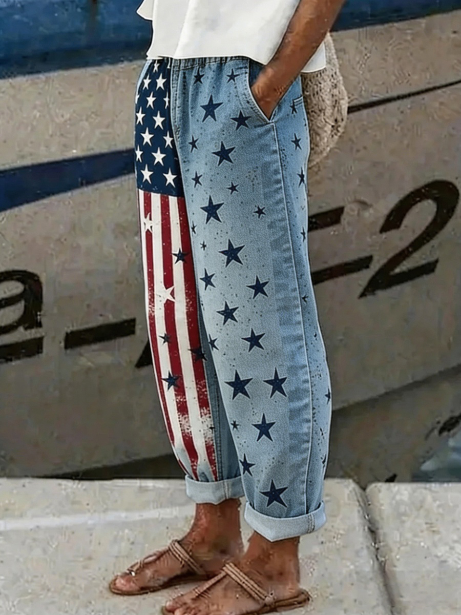 Women Striped Long Pants Vintage Spring/Fall Trousers
