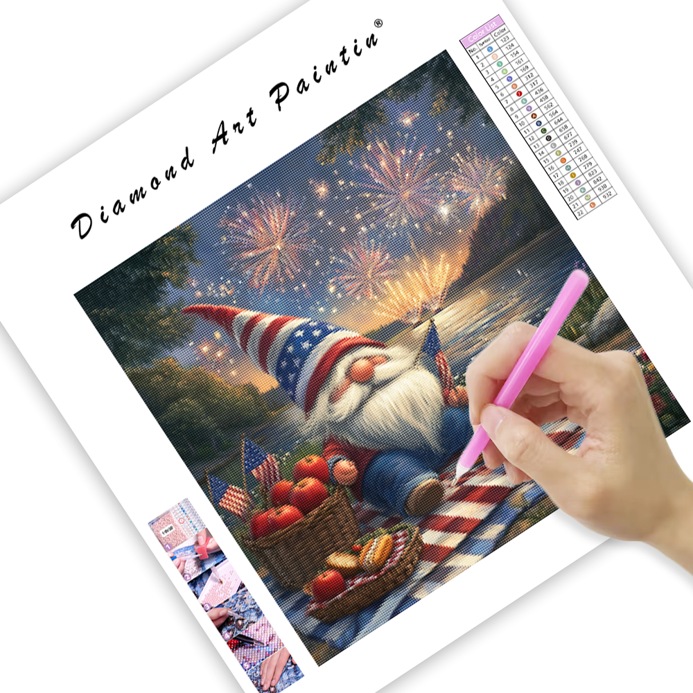 Patriotic Gnome Picnic - Diamond Painting