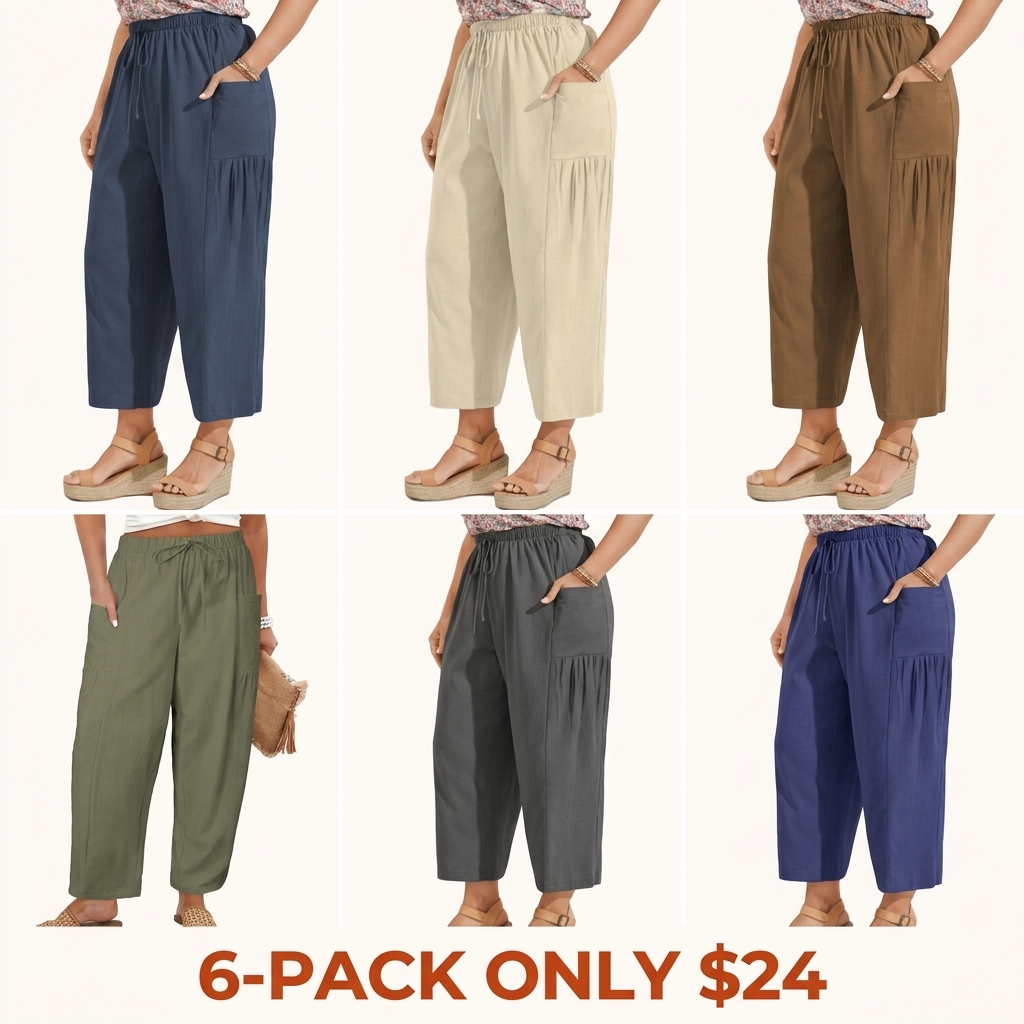 Women's Plus-Size Wide-Leg Pants — Pure Cotton Loungewear with Pockets