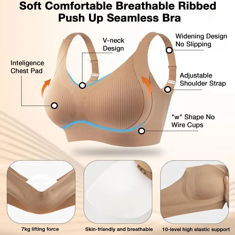 Women's Solid Wireless Comfort Push Up Bra