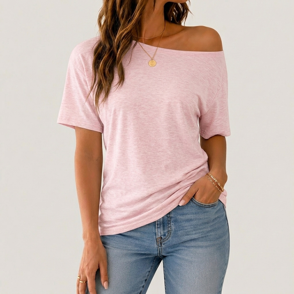 Women's Solid Color Minimalist Loose Tee Top