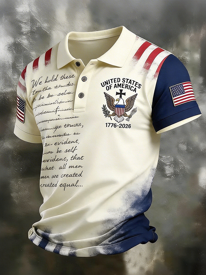 Men'S Business And Leisure Polo Shirt Commemorative Of The Founding Of The United States