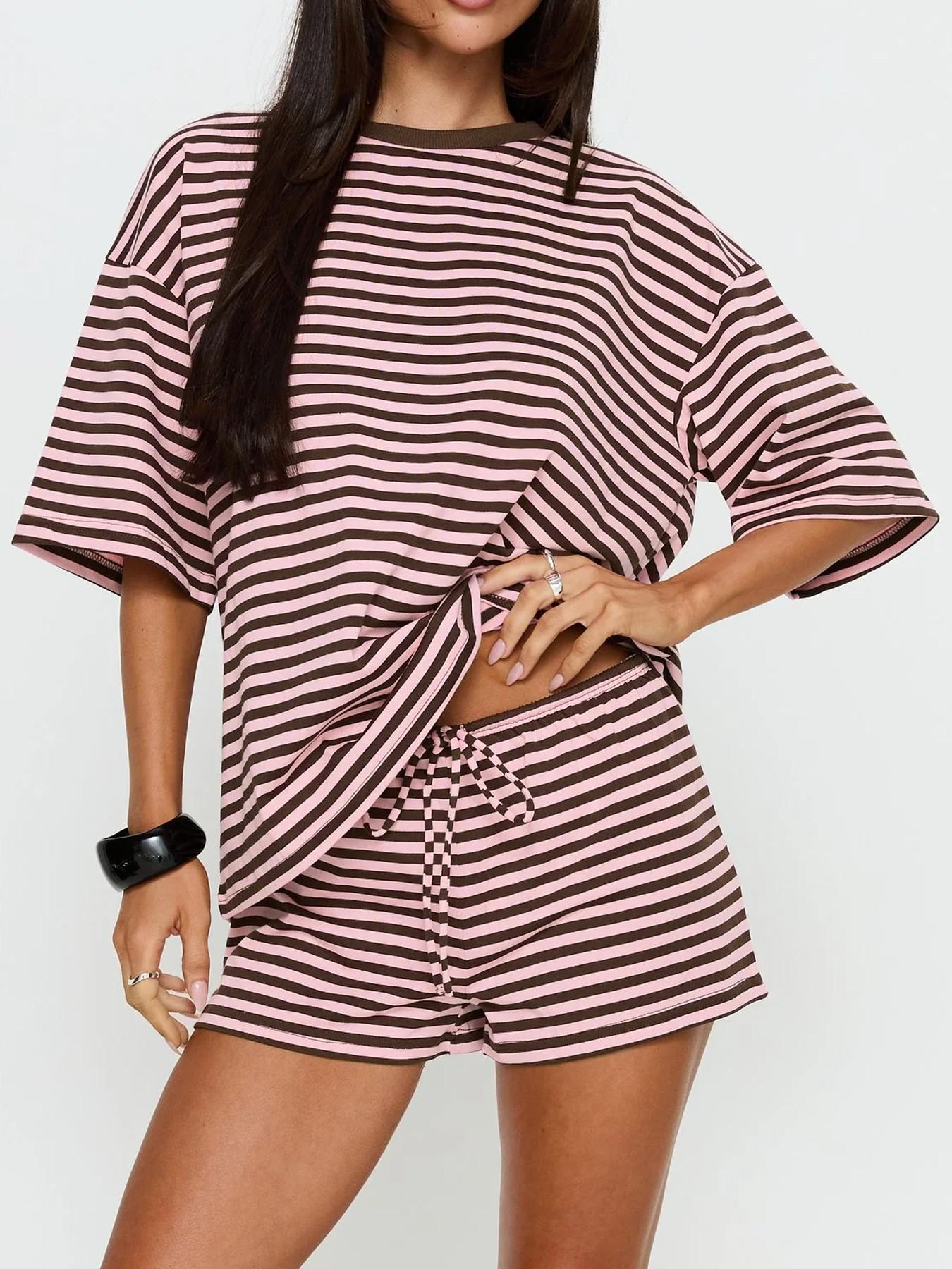 Women's striped print two-piece set