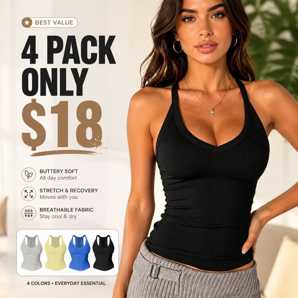 Built-in bust support, sleeveless backless slim-fit basic tank top