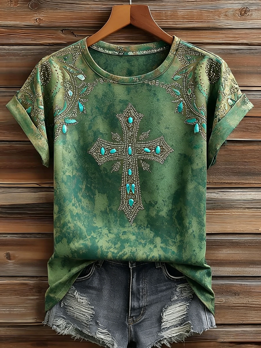 Women'S Casual Retro Western-Style Faith T-Shirt