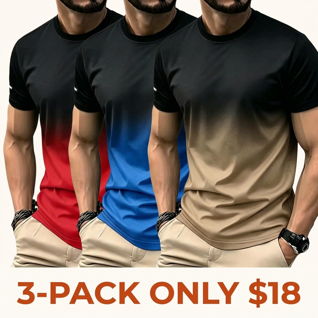 Men's athleisure T-shirt featuring a gradient print design and a stylish crew neck, crafted from breathable, quick-drying fabric