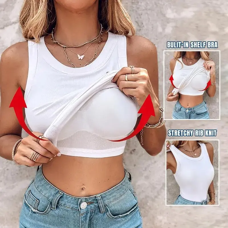 Ribbed Workout Tank Tops for Women with Built in Bra Tight Racerback Scoop Sports Tank Neck Athletic Top for Summer And All Seasons Womenswear Bras
