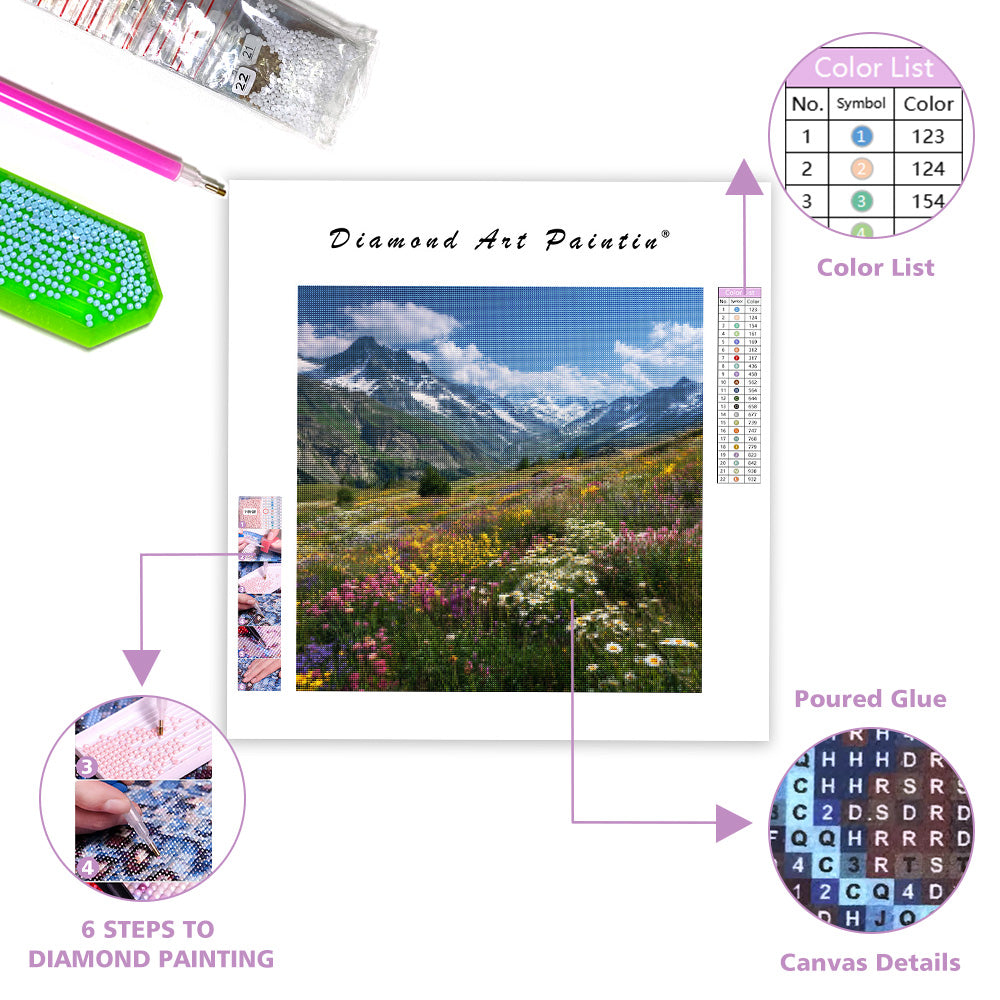 Alpine Meadow Wildflowers - Diamond Painting