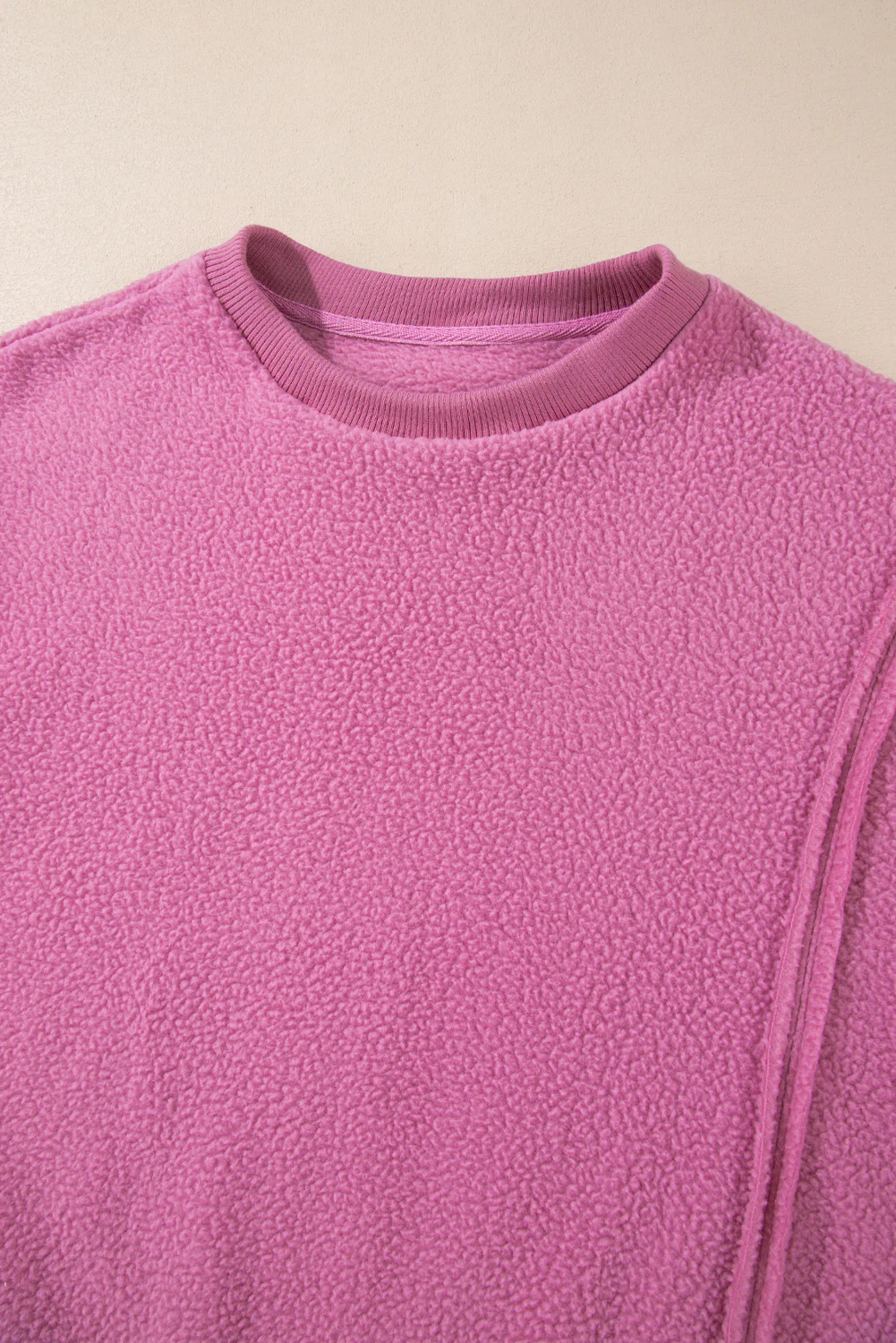 Bright Sherpa Seamed Drop Shoulder Oversized Sweatshirt
