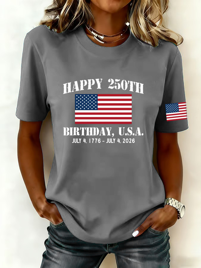 Women'S American Flag Printed Casual T-Shirt