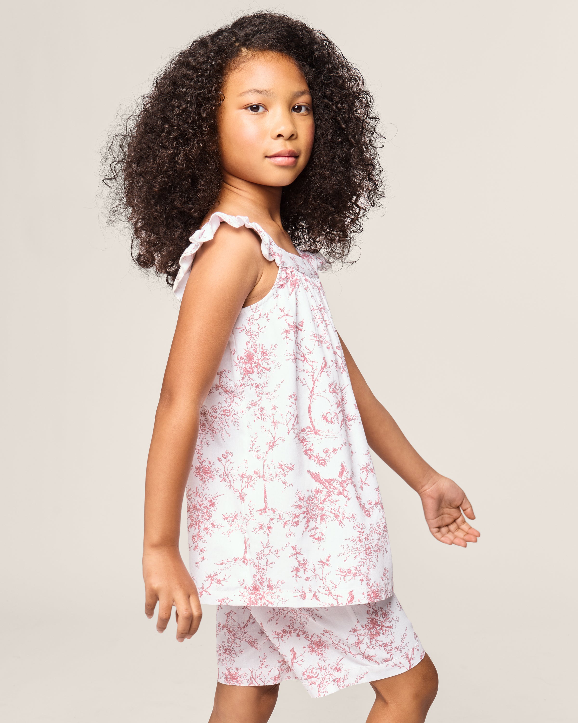 Girl's Twill Clara Short Set in Pink Timeless Toile