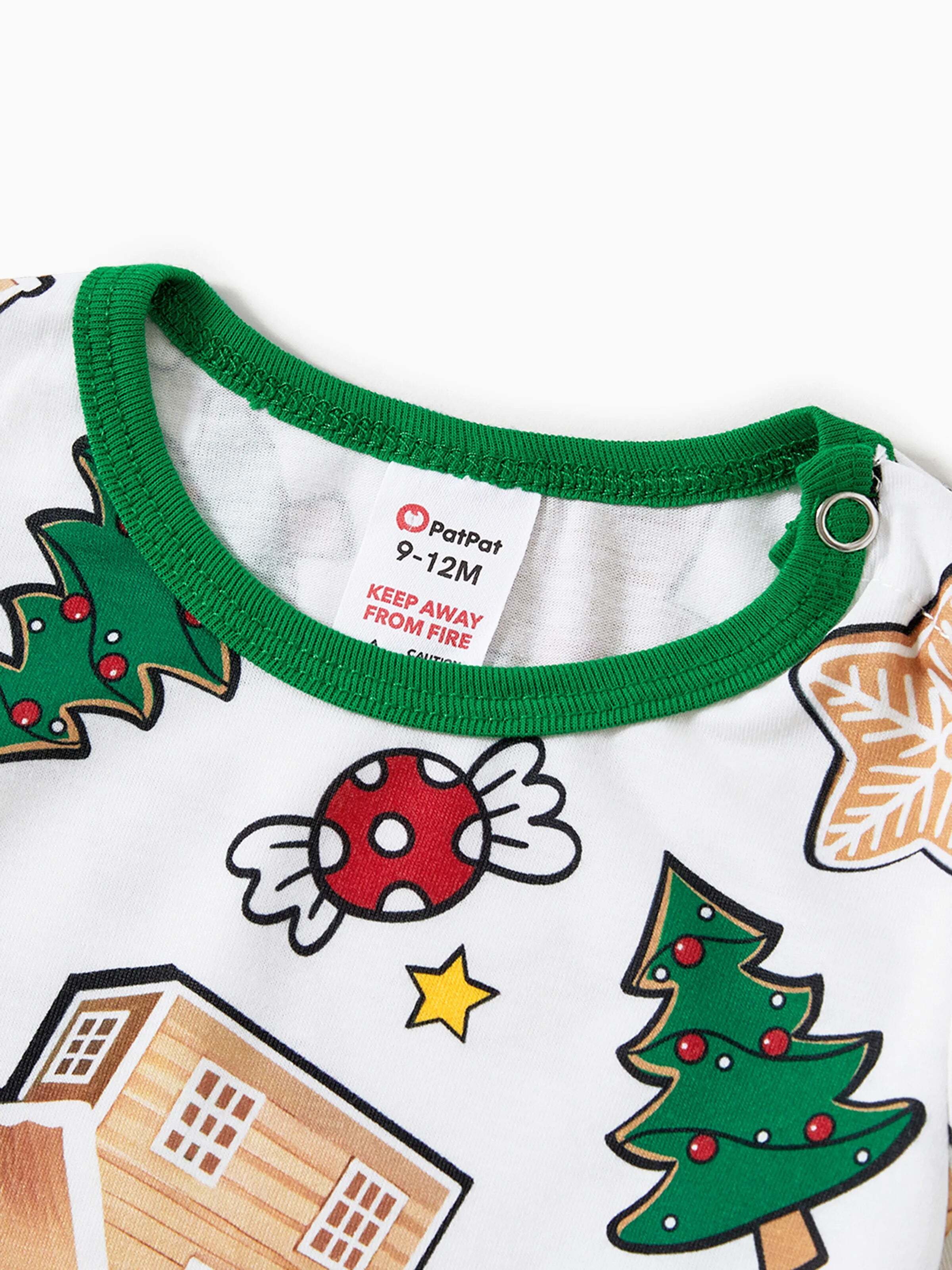 Gingerbread House Pajamas Matching Family Green Christmas PJs Sets with Christmas Socks Multi-color