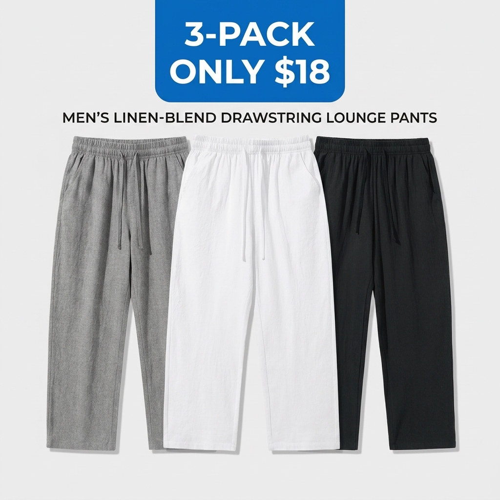 Unisex Cotton Linen Wide-Leg Summer Pants