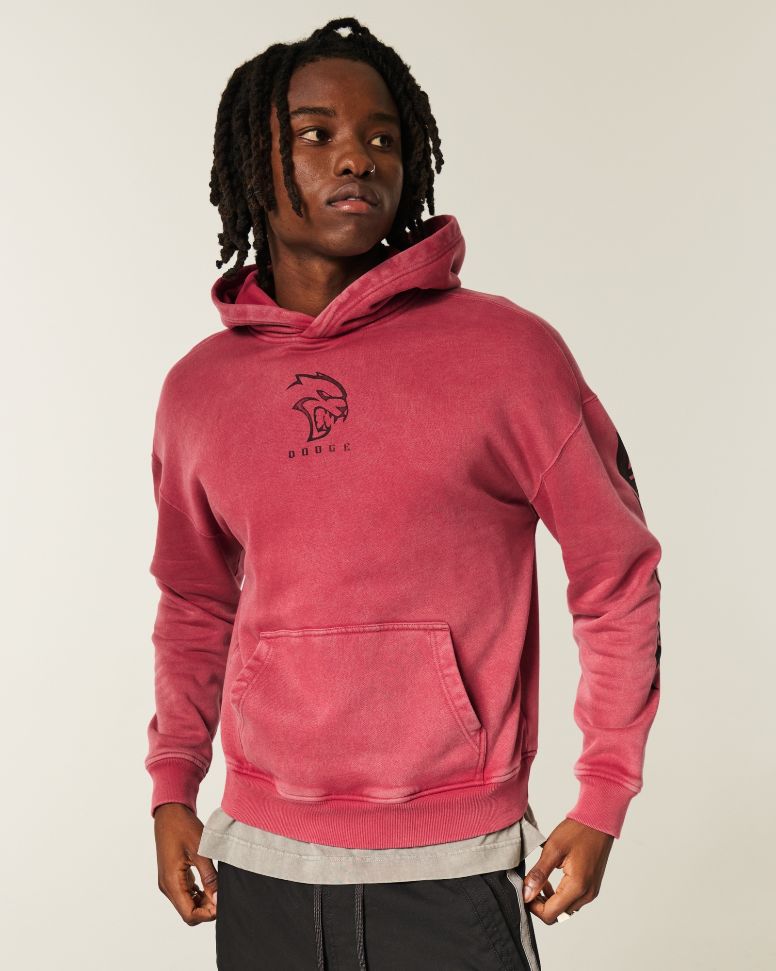 Boxy Dodge Demon Graphic Zip-Up Hoodie