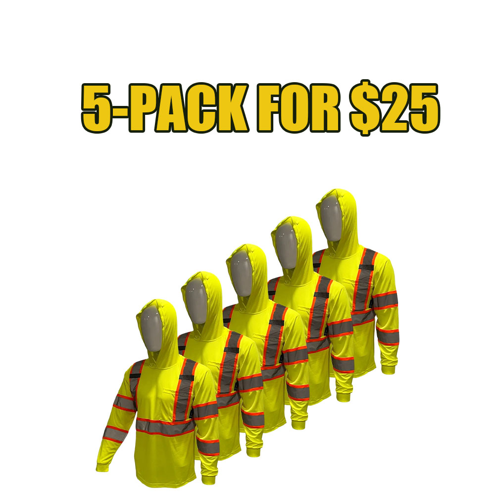 10-Pack High-Visibility Performance Hooded Safety Shirts