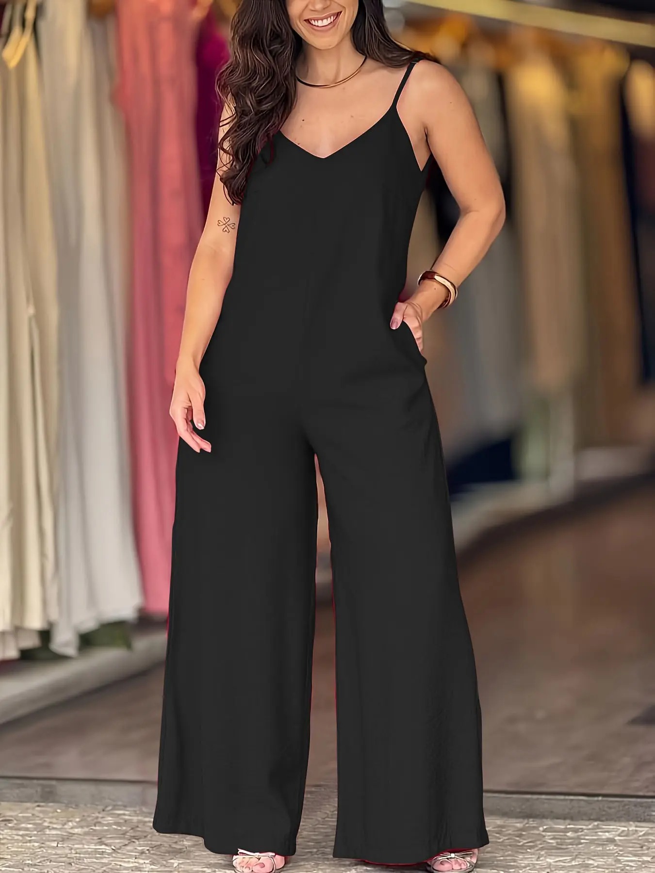 Women's Elegant Solid Color Strapless Jumpsuit