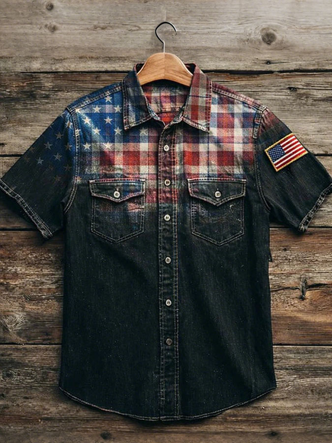 Men'S Independence Day 250Th Anniversary Printed Short Sleeve Shirt
