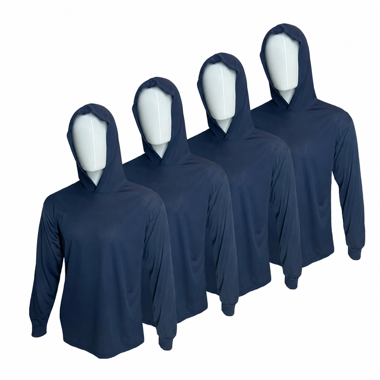 4 SHIRT PACK Hi Visibility ultra light weigh Long sleeve hoodie shirt / 100 % polyester birdeye Fabric for quick dry AVAIALBE IN VARIOUS COLORS