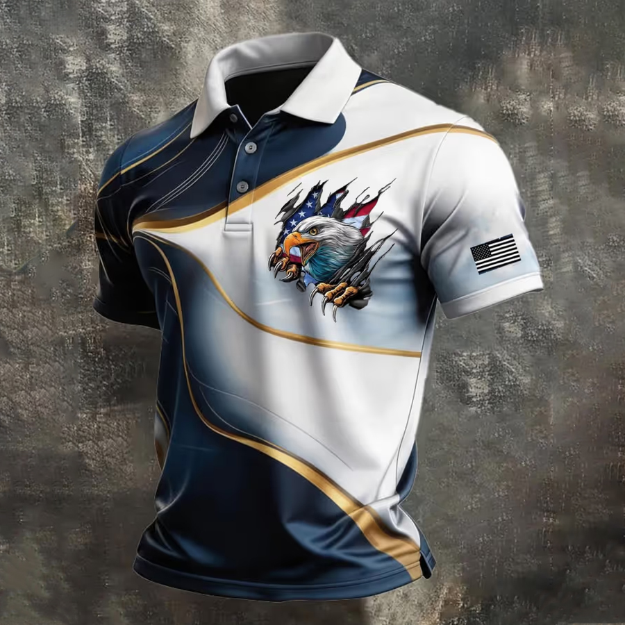 Men'S America 250Th Anniversary Print Casual Polo Shirt