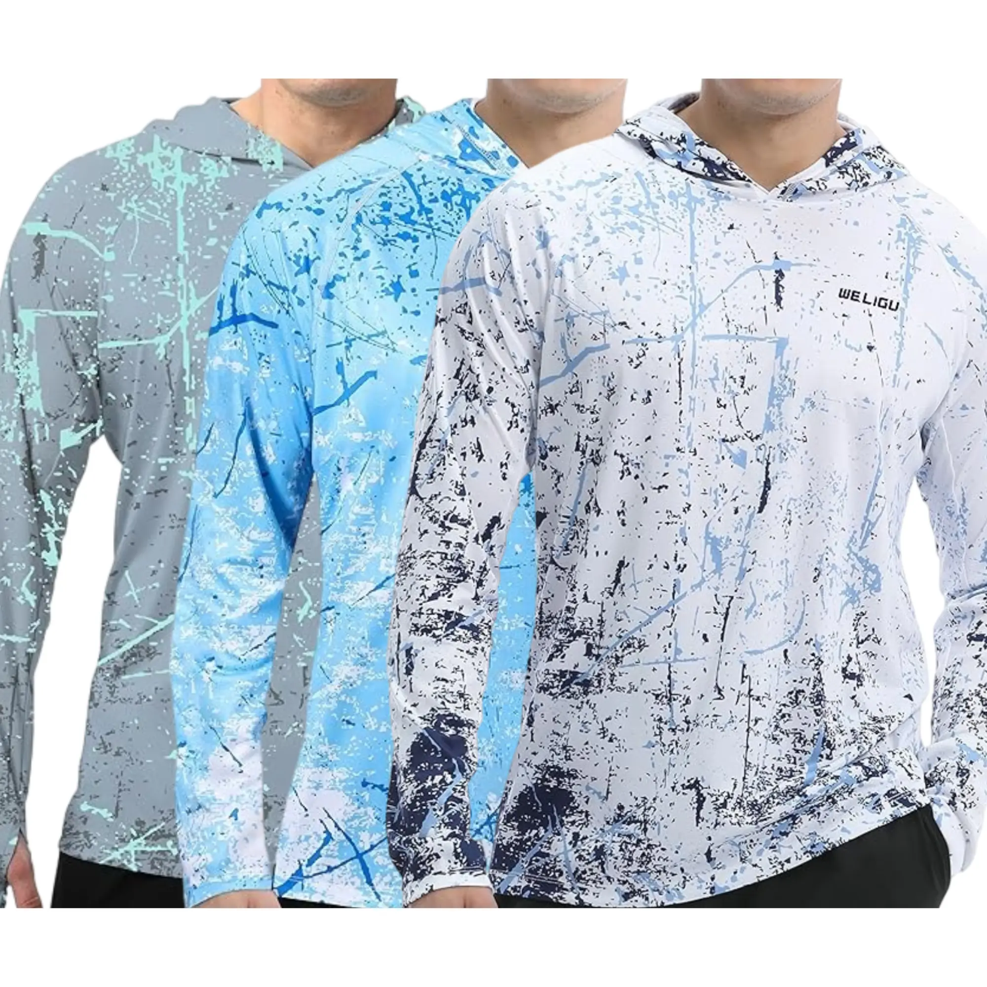 Men's UPF 50+ Sun Protection Hoodie Shirt Long Sleeve SPF Fishing Outdoor UV Hiking Lightweight Shirts
