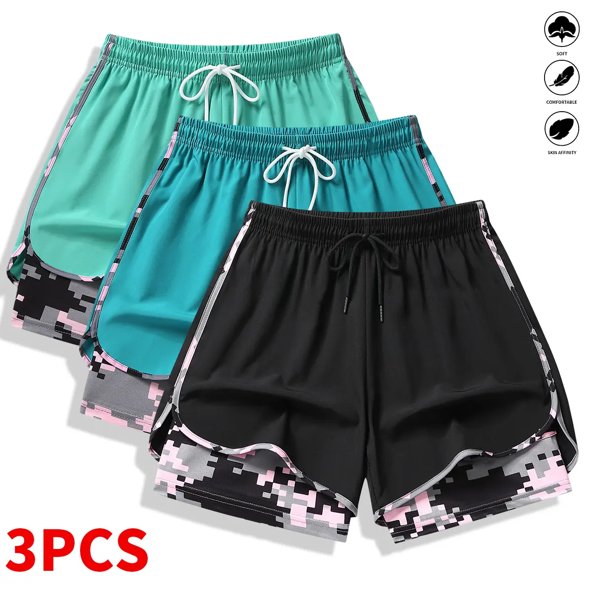 🔥6 SETS $24 Women’s Casual Athletic Shorts with Built-in Liner
