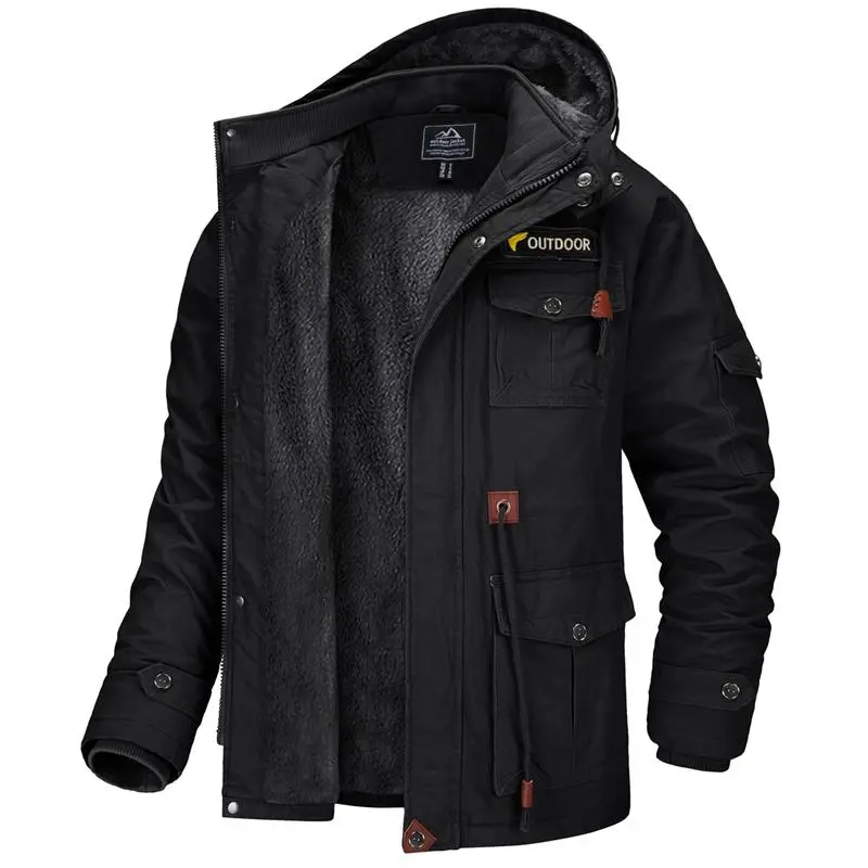 6 PACK Men's Winter Coat Jacket Fleece Lined Parka Cotton Cargo Jacket Menswear Tops Long Sleeve Warm Thermal Hoodie