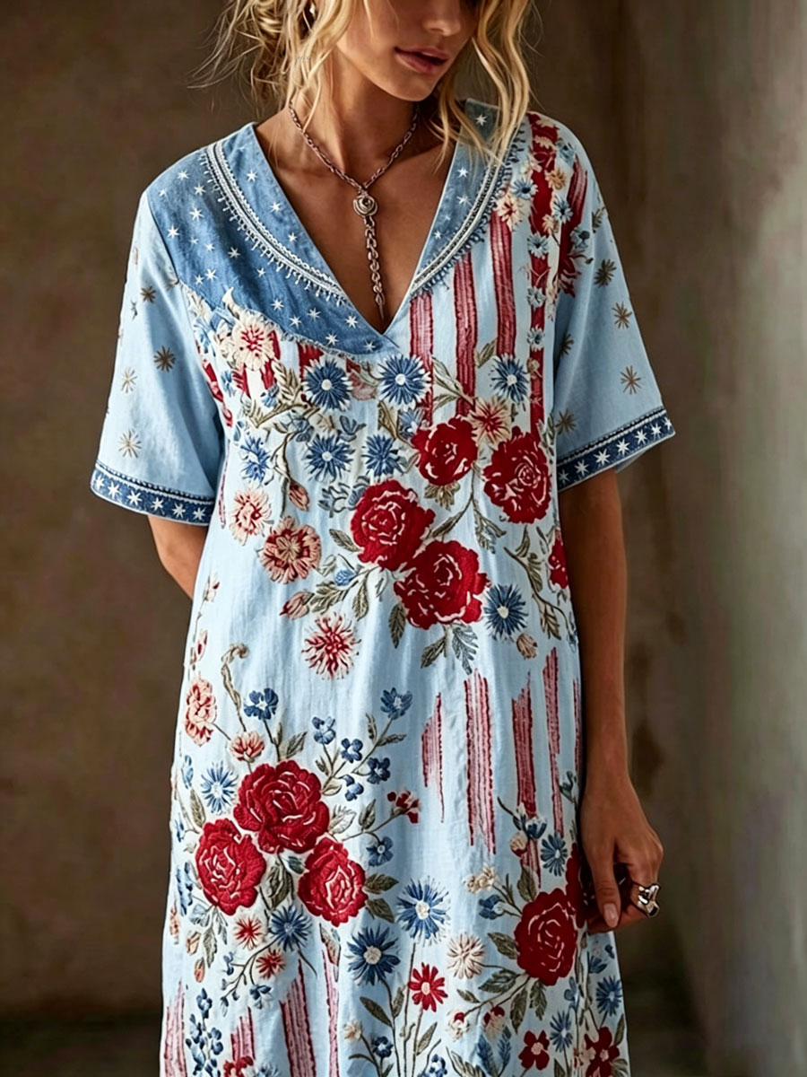 Women'S Casual American Independence Day Print Art Casual Dress