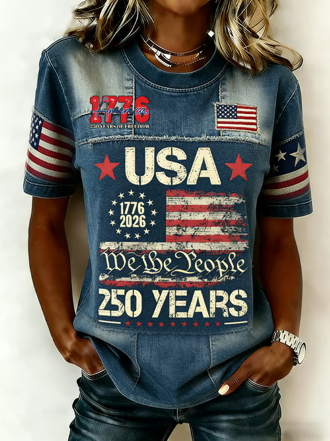 Women's 250th Anniversary American Art Print Casual T-Shirt
