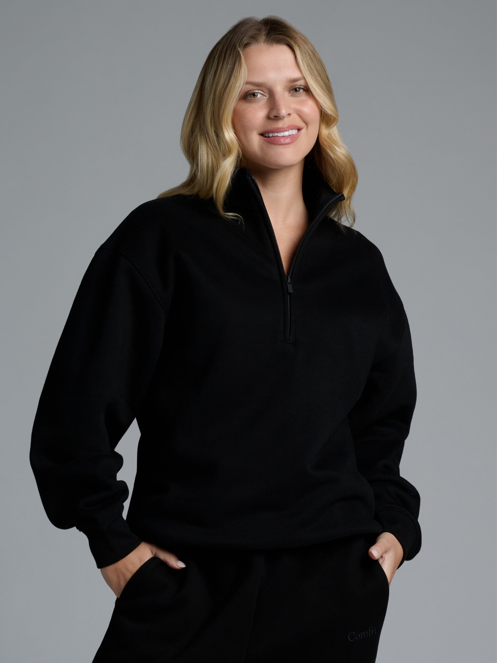 Basic Quarter Zip Mock Neck
