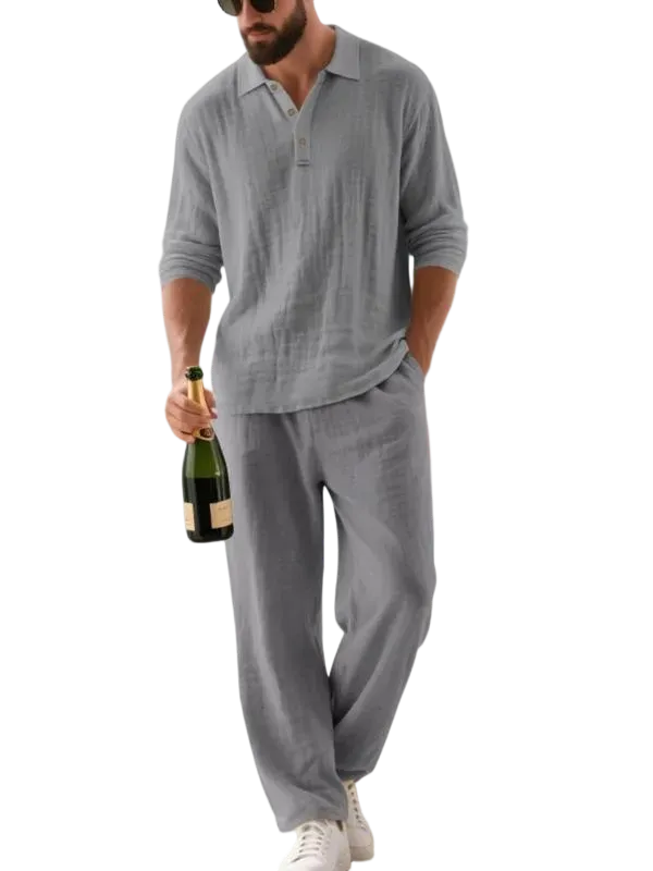 🔥Men's Linen Polo Casual Set