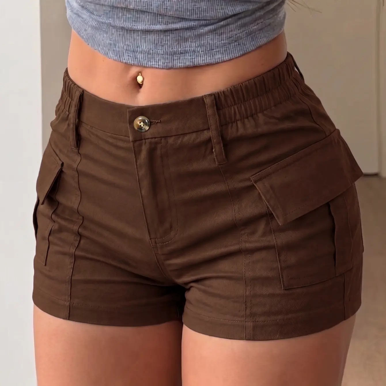 Women's Vintage Cargo Shorts with Pockets