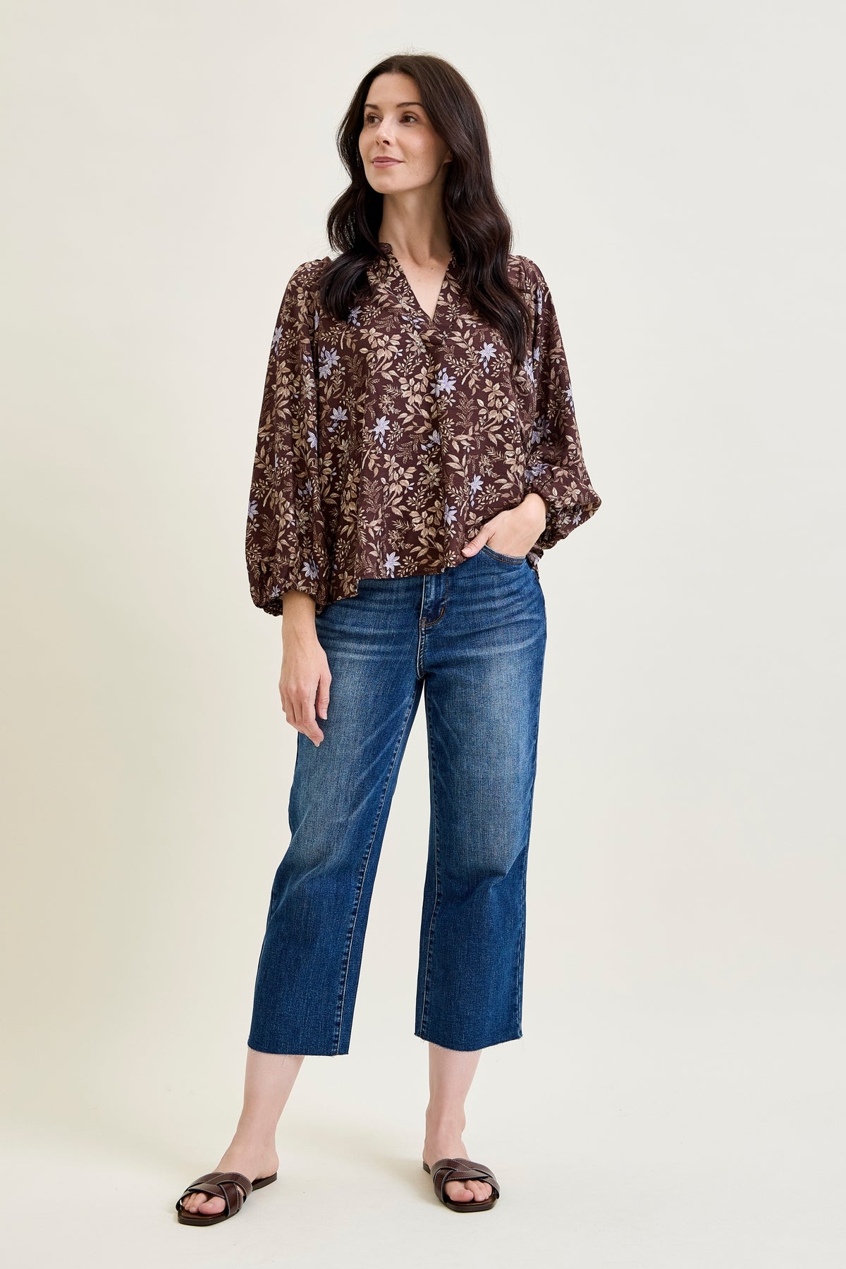 Dolly High Rise Back Pocket Classic Cropped Wide Leg Jeans