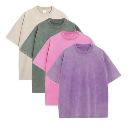 Unisex Gym Vintage Heavyweight T Shirts Cotton Workout Acid Wash Baggy Tees