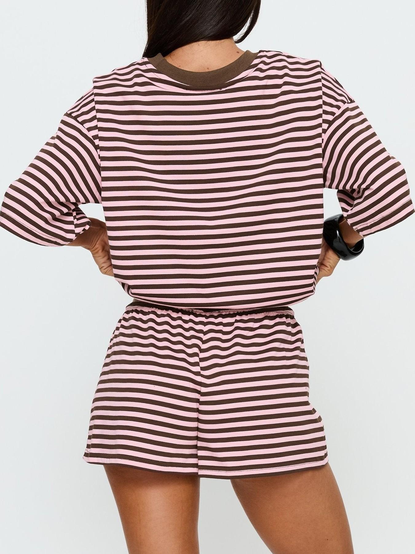 Women's striped print two-piece set