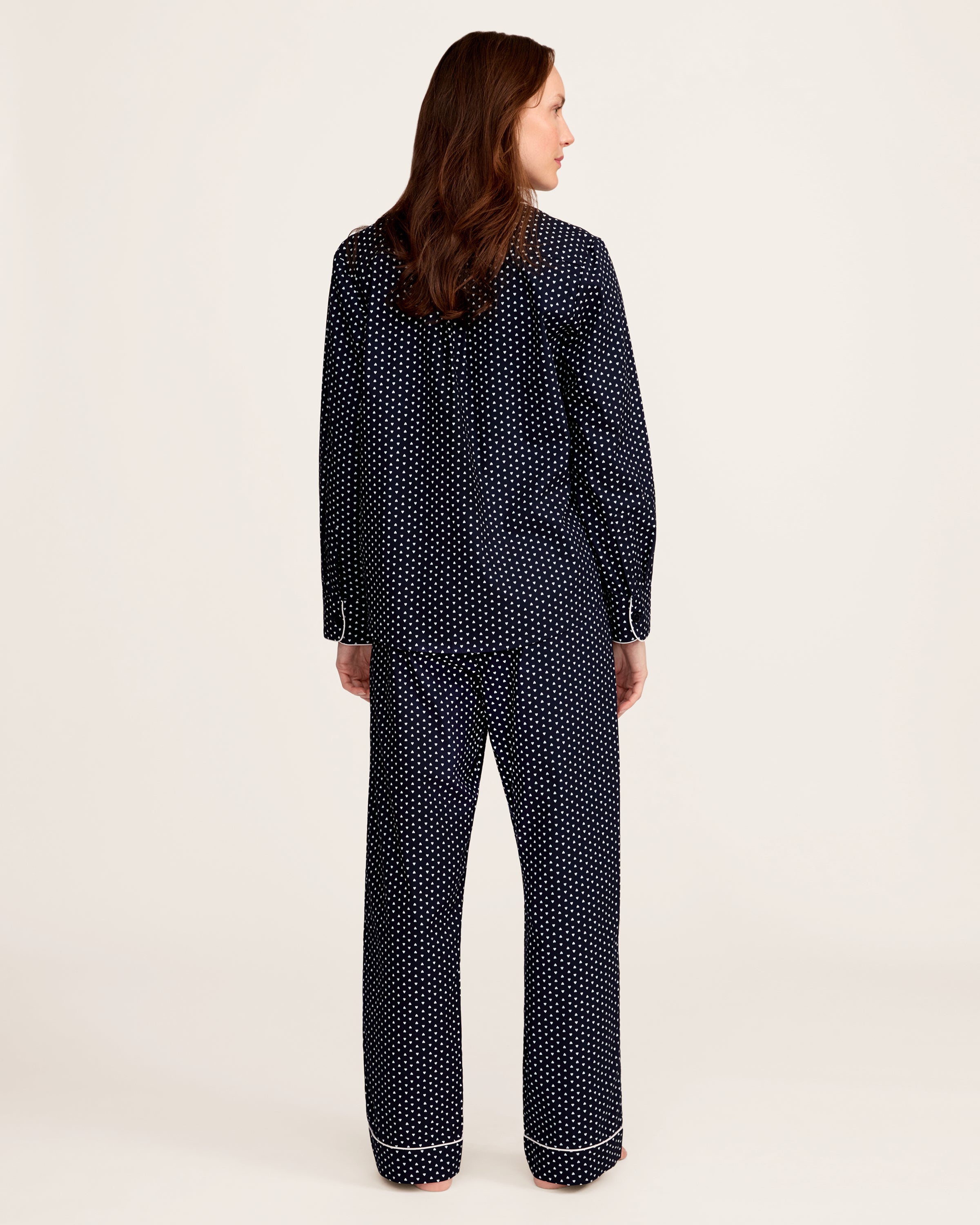 Women's Twill Pajama Set in Midnight Hearts