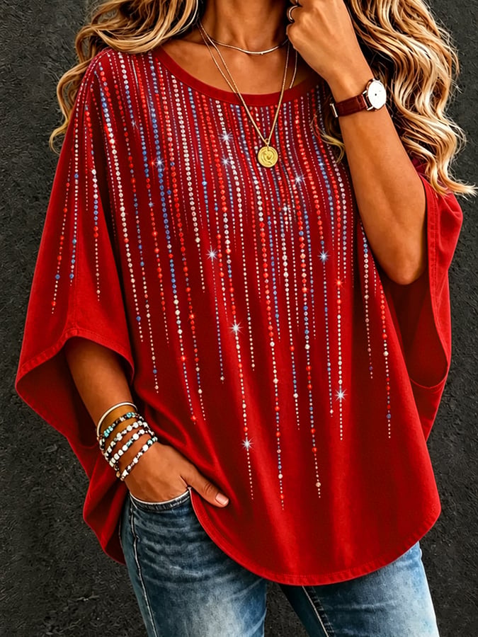 Women's American Flag Vintage Loose T-Shirt