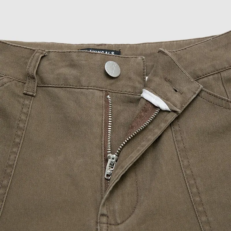 Patch Pocket Seam Front Mid Rise Straight Leg Capri Pants Womenswear Stretchy 18.9