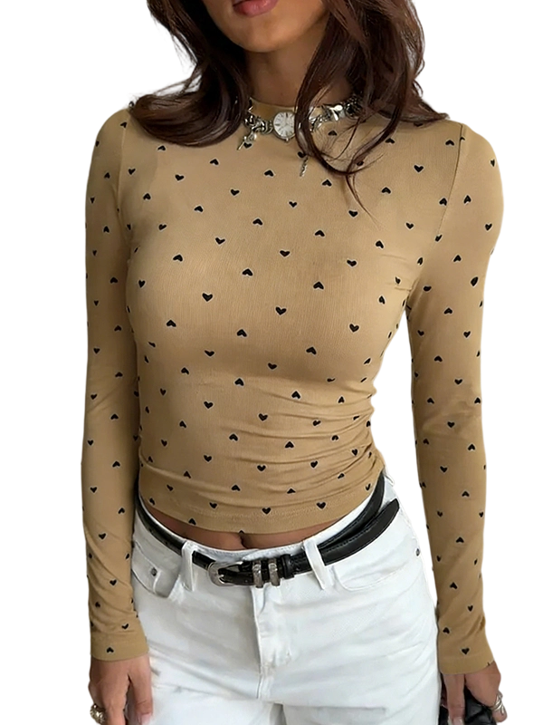 Women's color-block heart-patterned crewneck sweater