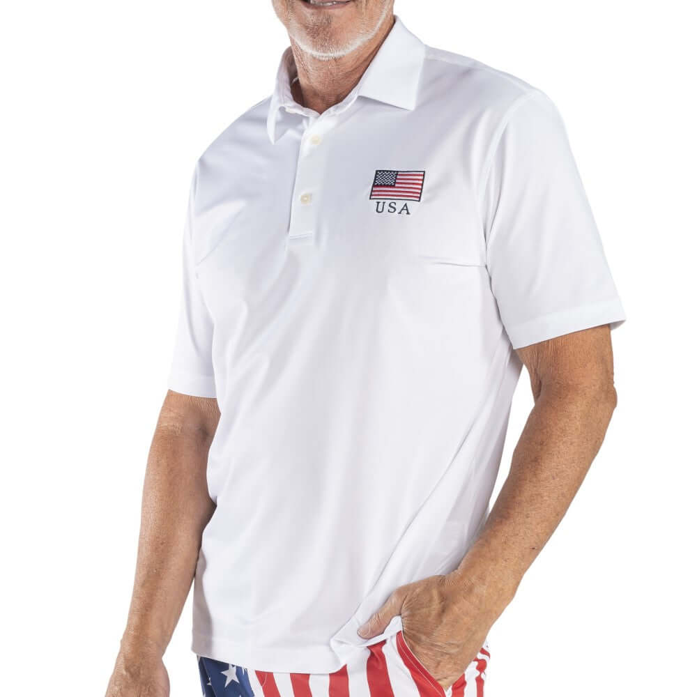 Men's Greg Norman Freedom Pique USA Polo
