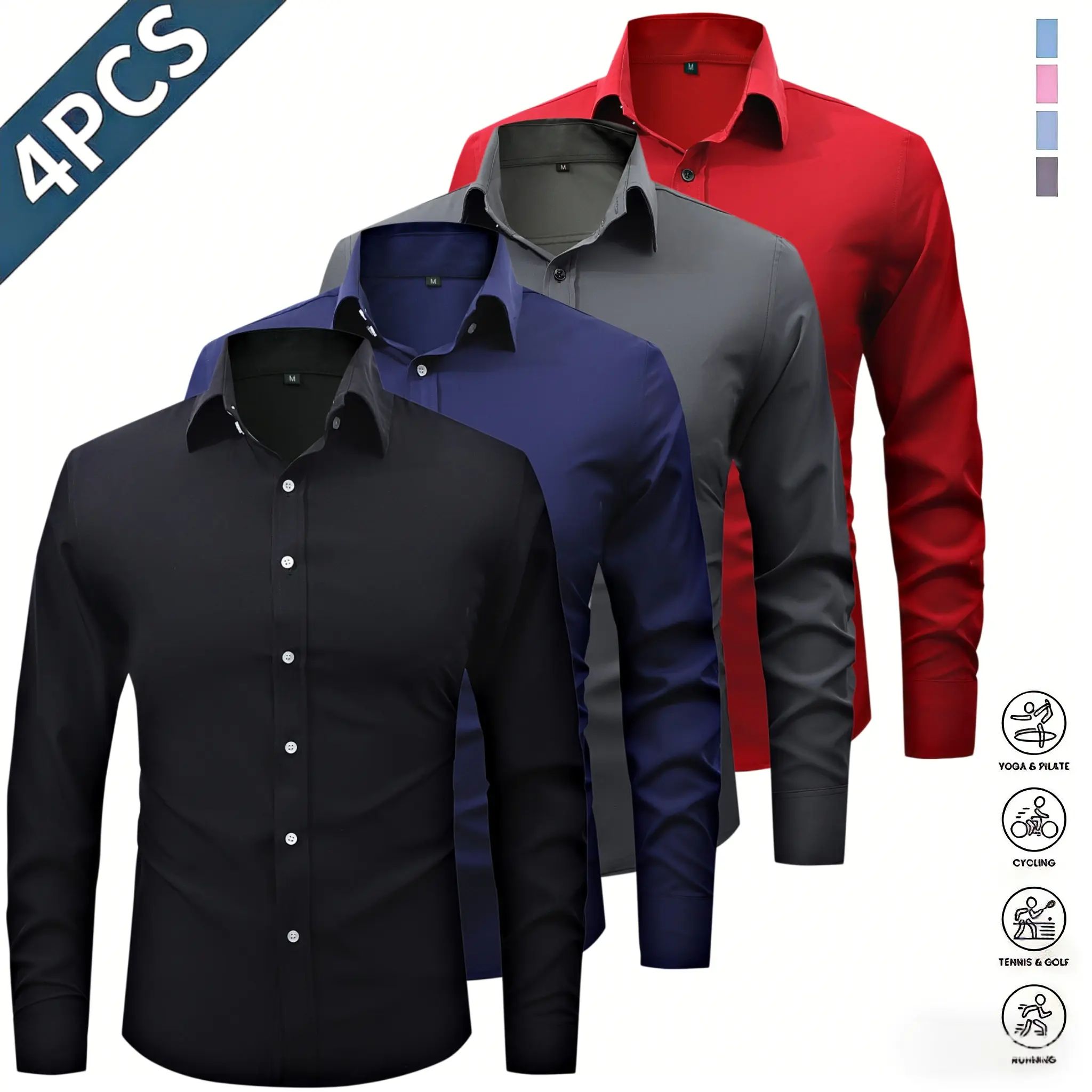 Men’s long-sleeve shirts with a notched lapel collar