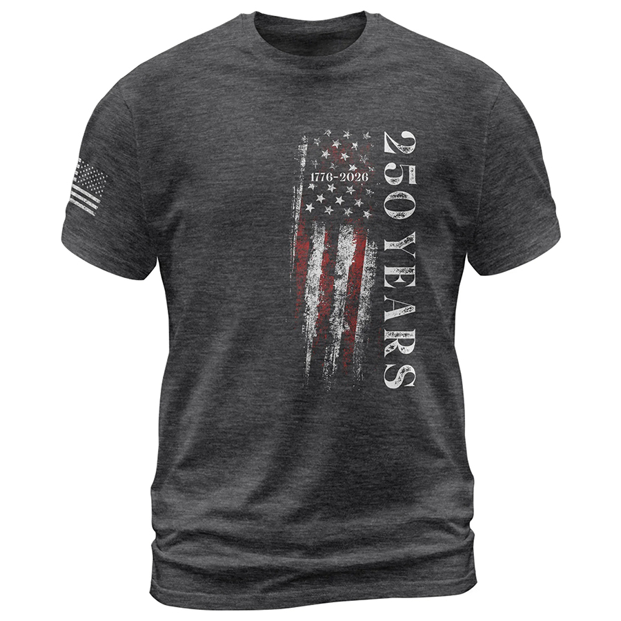 250 Years Vertical Flag T-Shirt – Vintage USA Independence 1776–2026