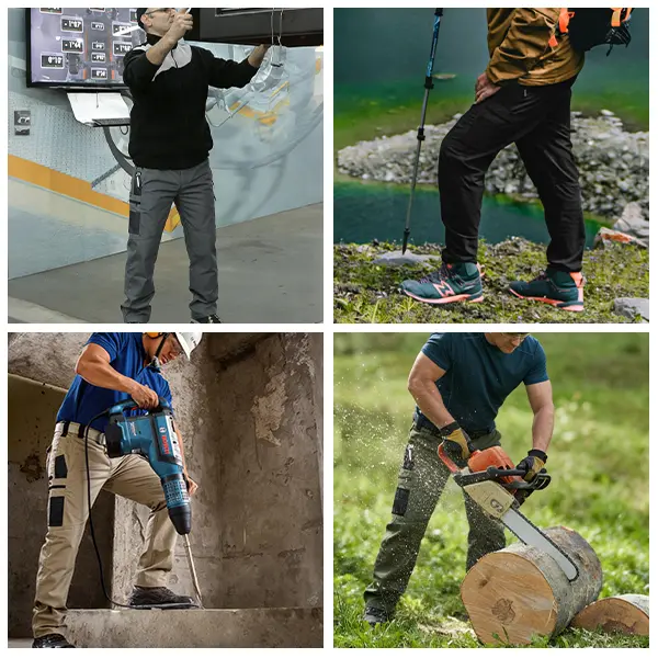 Men's Solid Color Tactical Work Pants,230g/m² new fabric，with Multiple Pockets and Zipper Closures