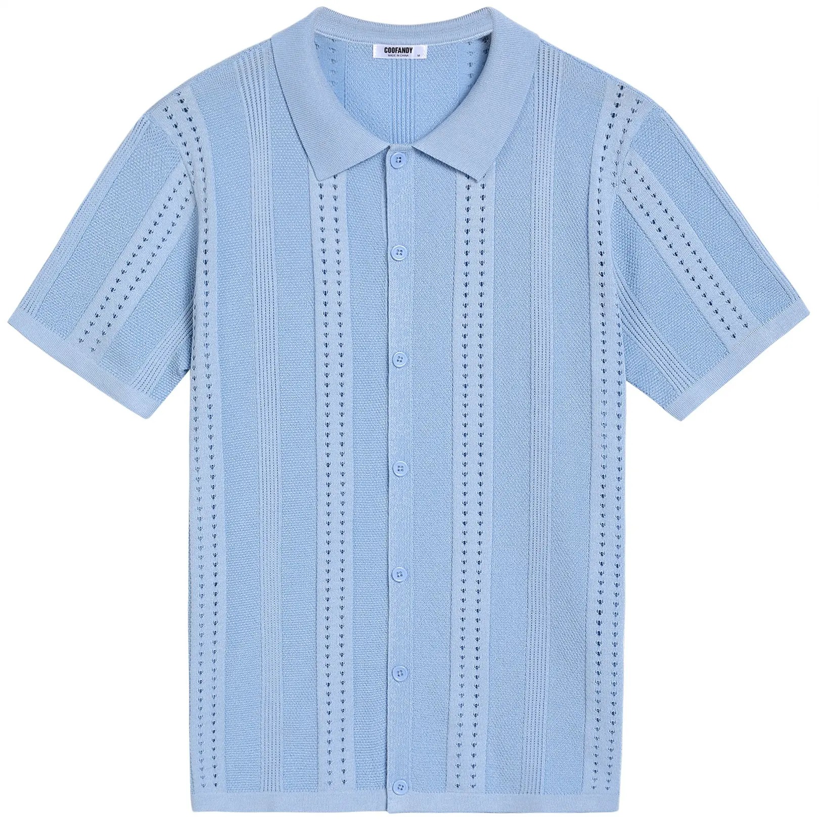Men's Knit Shirts Short Sleeve Button Down Polo Shirt Fashion Casual Summer Beach Shirts Menswear Top