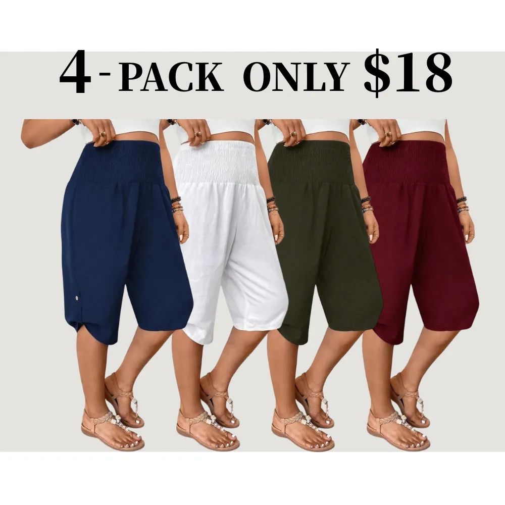 Factory Direct Women's Elastic Waist Comfort Capri Pants, 8-Pack Only $24