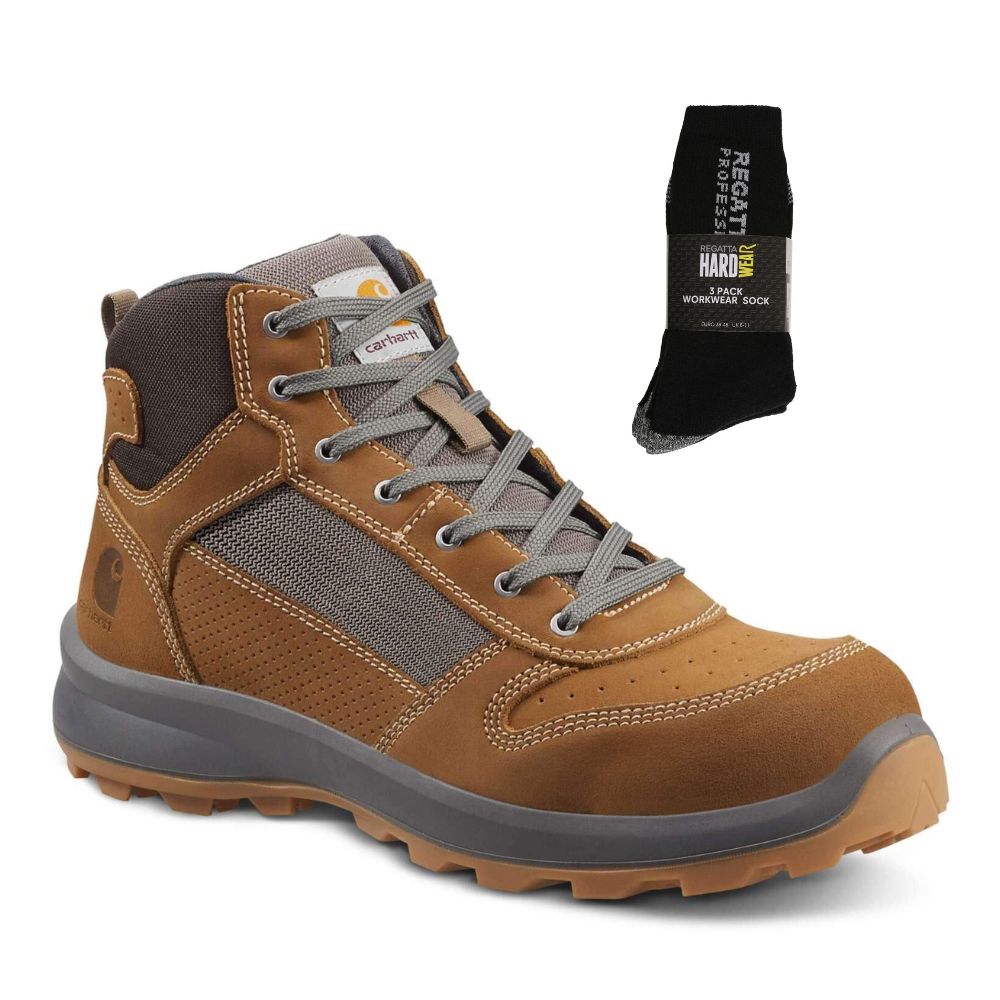 CHT Special Offer Michigan Work Boots F700909 Pack - Michigan S1P Composite Safety Toe Mid-Cut Sneaker Work Boots + 3 Pack Work Socks