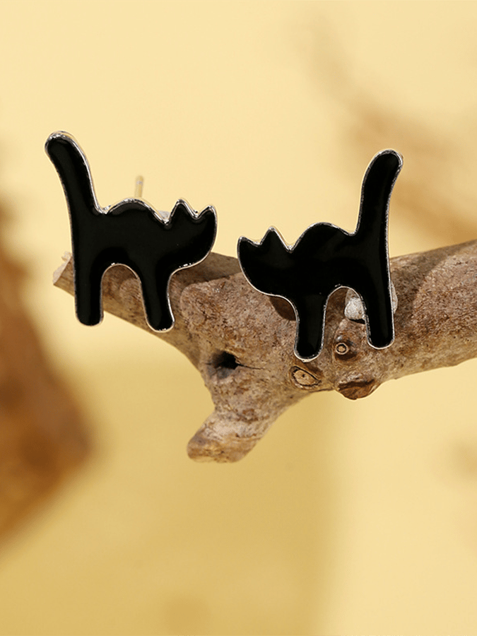Halloween Black Cat Accessory Earrings