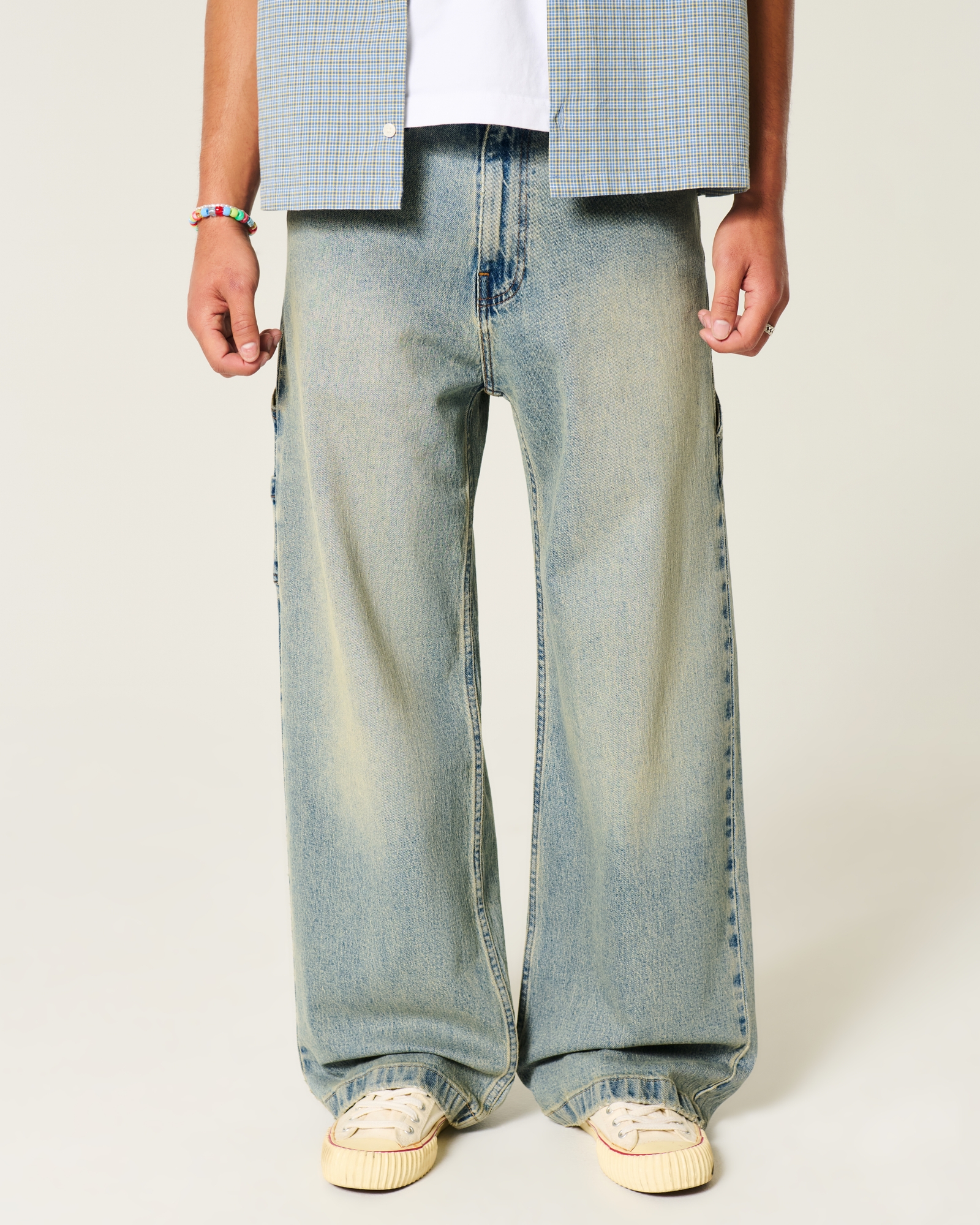 Dark Wash Logo Embroidery Super Baggy Jeans